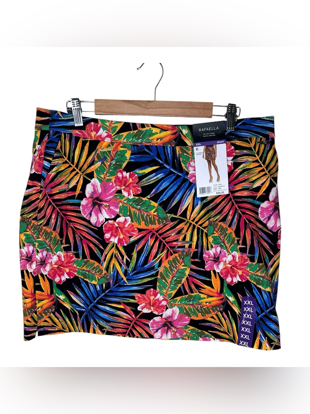 Rafaella Skort Size XXL Tropical Floral Print Vacation Resort Beach New